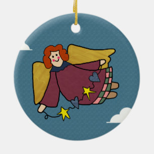 Ornement Rond En Céramique Angel