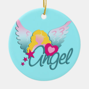 Ornement Rond En Céramique Angels Amour envoyé par Dieu + vos idées