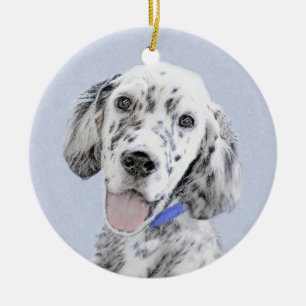 Ornement Rond En Céramique Anglais Setter Blue Belton Peinture Chien Art