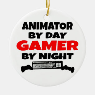 Ornement Rond En Céramique Animateur Gamer