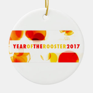 Ornement Rond En Céramique année du coq 2017 (bokeh)