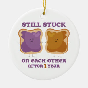 Ornement Rond En Céramique Anniversaire de PBJ ęr