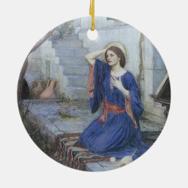 Ornement Rond En Céramique Annonciation de John William Waterhouse (Dos)
