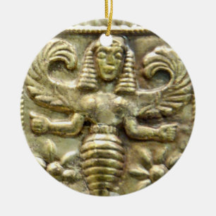 ORNEMENT ROND EN CÉRAMIQUE ANTIQUE GRECQUE HONEY BEE GODDESS