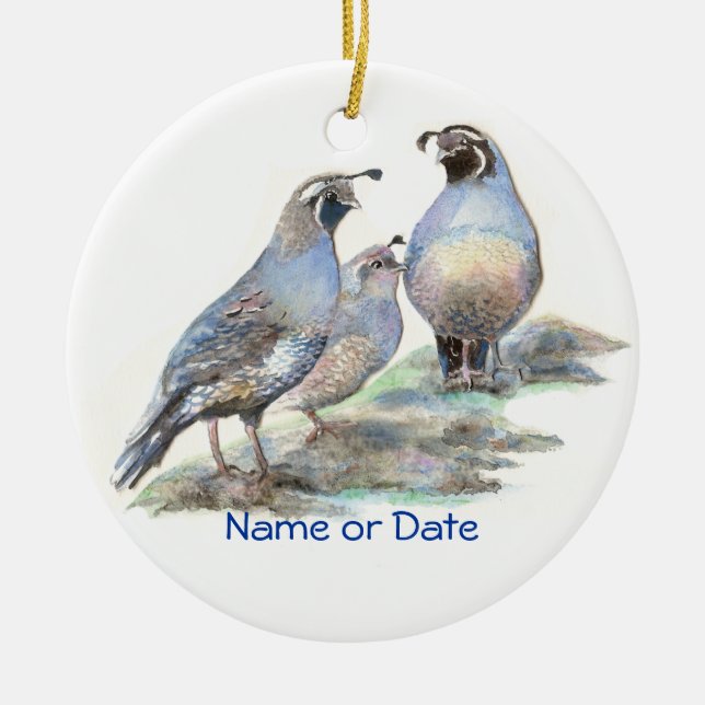 Ornement Rond En Céramique Aquarelle californienne personnalisée (Devant)