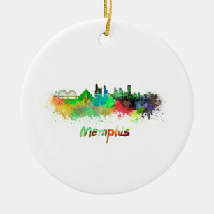 Ornement Rond En Céramique Aquarelle de Memphis