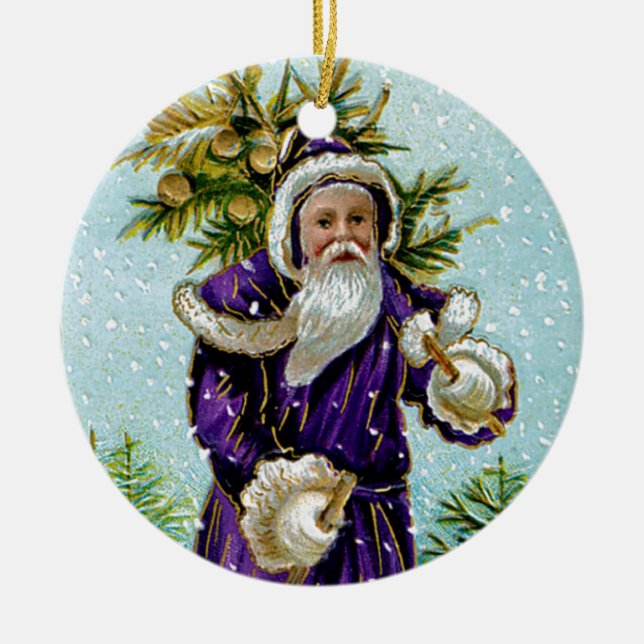 Ornement Rond En Céramique Arborescence père Noël (Devant)