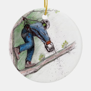 Ornement Rond En Céramique Arboriste du chirurgien Arbre