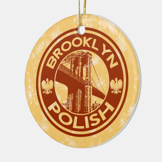 Ornement Rond En Céramique Arbre de Noël Brooklyn Polonais Américain (Gauche)