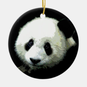 Ornement Rond En Céramique Arbre de Noël Panda