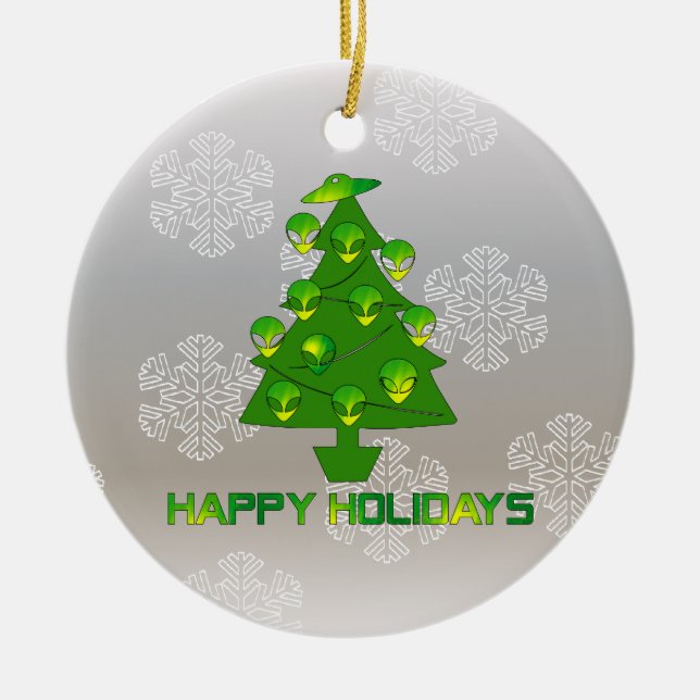 Ornement Rond En Céramique Arbre étranger de vacances (Devant)