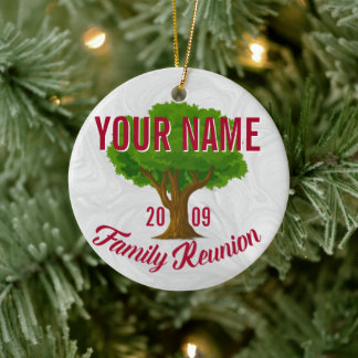 Ornement Rond En Céramique Arbre vivant Réunion familiale personnalisée