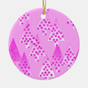 Ornement Rond En Céramique Arbres de Noël à fleurs modernes - orchidée & viol