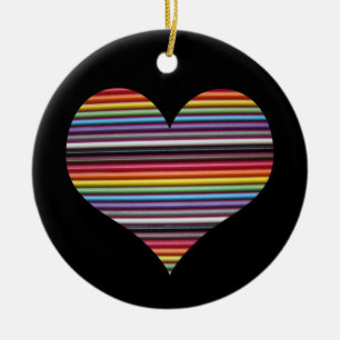 Ornement Rond En Céramique Arc en arc-en-ciel Câble coeur cercle ornement