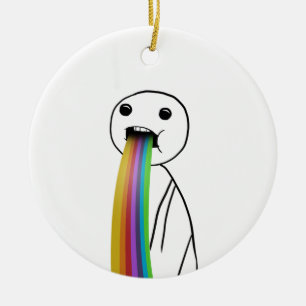 Ornement Rond En Céramique Arc-en-ciel jetant le meme