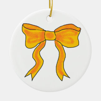 Ornement Rond En Céramique Arc mignon de jaune orange
