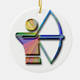 Ornement Rond En Céramique Archer avec le tir à l'arc