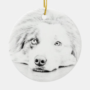Ornement Rond En Céramique Art australien de chien de berger
