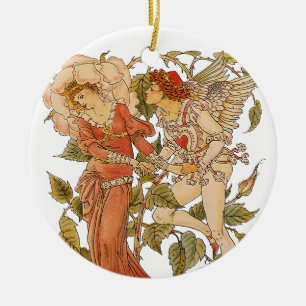 Ornement Rond En Céramique Art Victorien vintage, Rose par Walter Crane