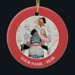 Ornement Rond En Céramique Artiste du tatouage<br><div class="desc">Artiste : Norman Rockwell | le tatoueur change de nom sur le bras du marin</div>