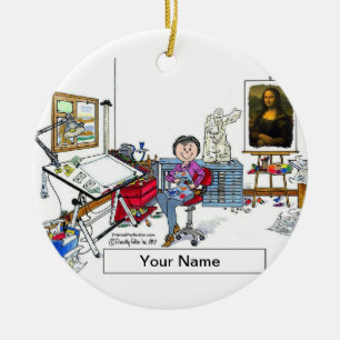 Ornement Rond En Céramique Artiste - Femme