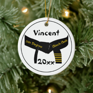 Ornement Rond En Céramique Arts martiaux 5e degré Ceinture noire