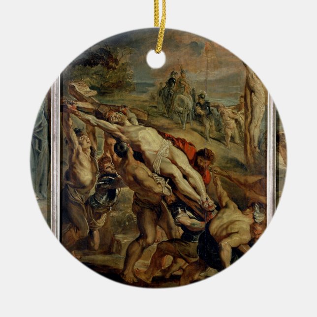 Ornement Rond En Céramique Augmenter de la croix, peint avant 1609-10 ( (Devant)