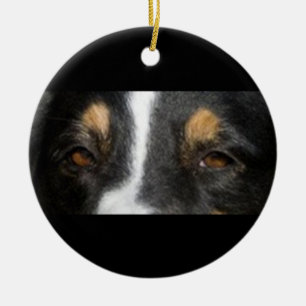 Ornement Rond En Céramique australian-shepherd-black tri yeux