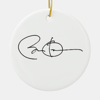 ORNEMENT ROND EN CÉRAMIQUE AUTOGRAPHE DE BARACK OBAMA - .PNG