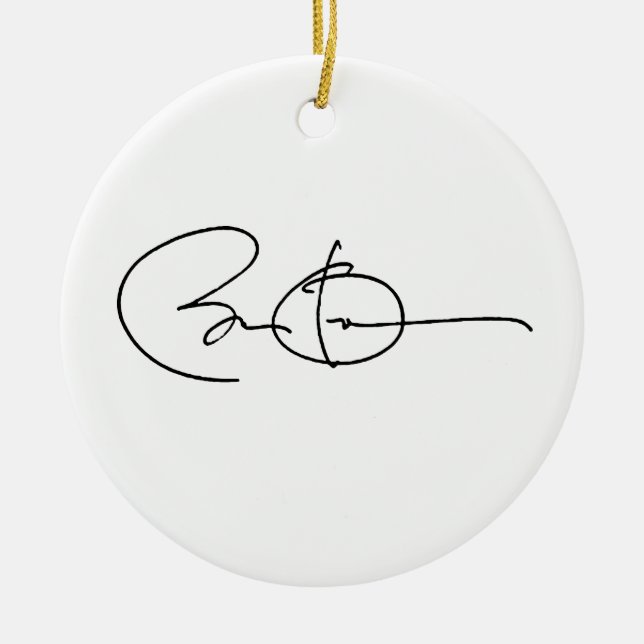 ORNEMENT ROND EN CÉRAMIQUE AUTOGRAPHE DE BARACK OBAMA - .PNG (Devant)