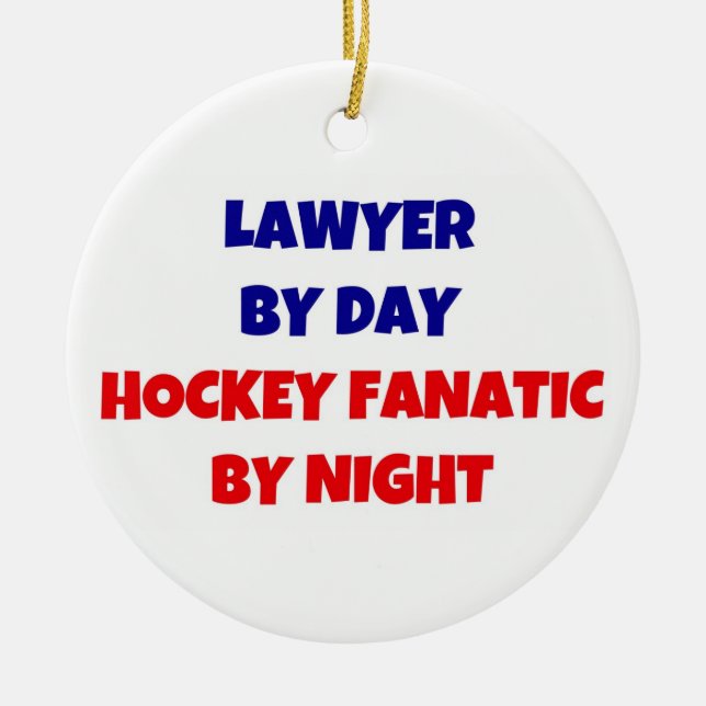 Ornement Rond En Céramique Avocat par Jour Hockey Fanatique par Nuit (Devant)