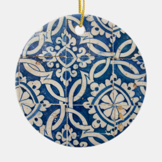 Ornement Rond En Céramique Azulejo portugais Vintage