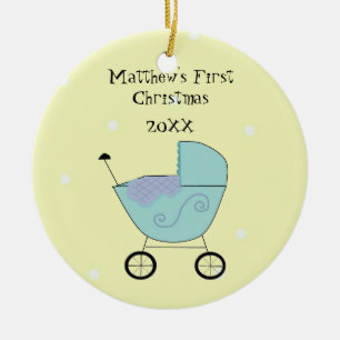 Ornement Rond En Céramique Baby Buggy Baby First Christmas