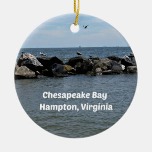 Ornement Rond En Céramique Baie de Chesapeake, Hampton, Virginie