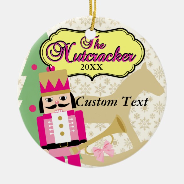 Ornement Rond En Céramique Ballet rose de casse-noix (Devant)