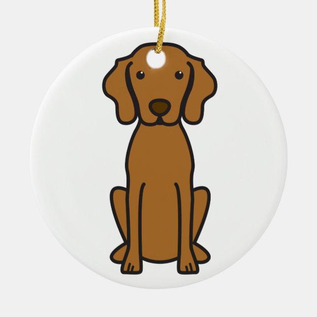 Ornement Rond En Céramique Bande dessinée de chien de Vizsla (Devant)
