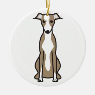 Ornement Rond En Céramique Bande dessinée de chien de whippet