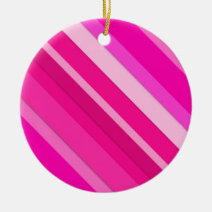 Ornement Rond En Céramique Bandes de bonbons en couches - rose et fuchsia
