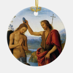 Ornement Rond En Céramique Baptême du Christ par Pietro Perugino