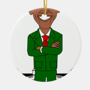 Ornement Rond En Céramique barack obama santa claus