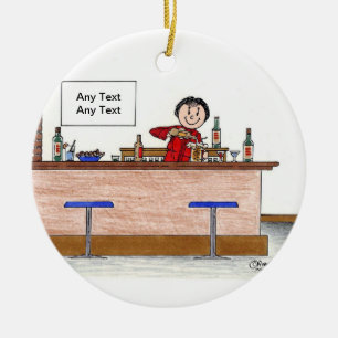 Ornement Rond En Céramique Barman - femelle