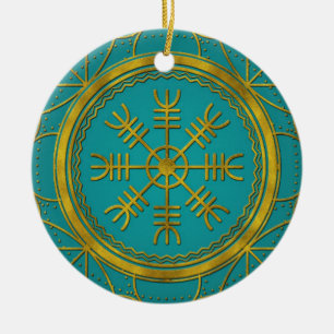 Ornement Rond En Céramique Barre de runes de protection de Viking de talisman