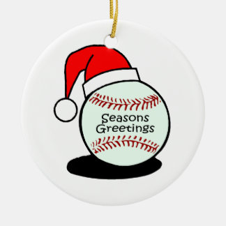 Ornement Rond En Céramique Base-ball de Joyeuses Fêtes