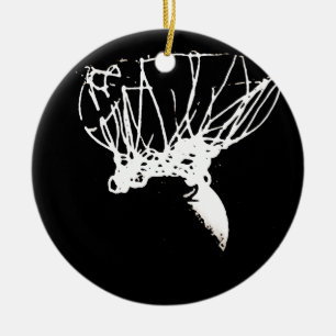 Ornement Rond En Céramique Basket-ball Black White Pop Art