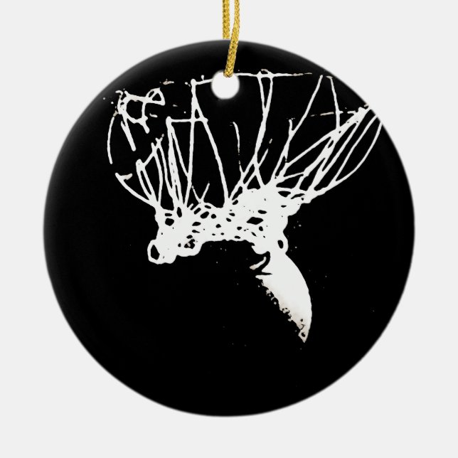 Ornement Rond En Céramique Basket-ball Black White Pop Art (Devant)