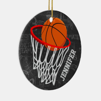 Ornement Rond En Céramique Basket-ball et cerceau de tableau de bord personna