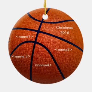 Ornement Rond En Céramique Basket-ball orange avec des noms