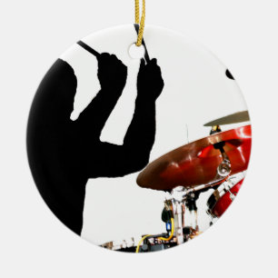 Ornement Rond En Céramique Bâtons de batteur dans fûts d'ombre d'air de vrais