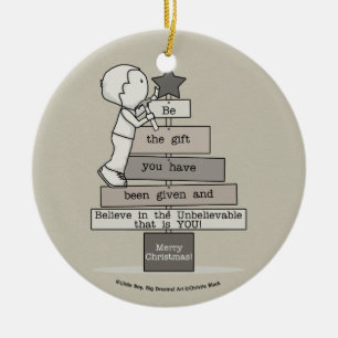 Ornement Rond En Céramique Be the Gift-Christmas Tree (Tan)
