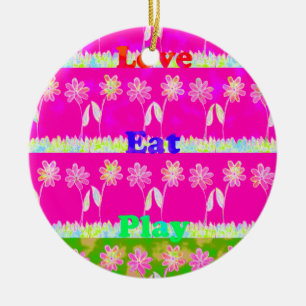 Ornement Rond En Céramique Beau extraordinaire coloré Flora texte de citation